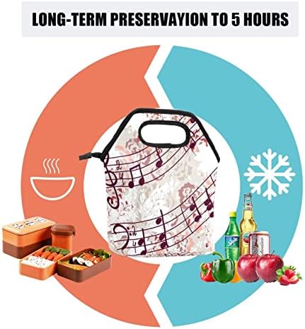 Heoeh muzička melodija torba za ručak Cooler Tote Bag izolovana kutija za ručak sa patentnim zatvaračem torba za školski ured na otvorenom