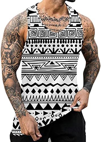 XXBR MENS Ljetni tenkovi 3D etnički Aztec Print prsluk bez rukava treneri sportovi Y-Back Racerback Athletic Cisterne za teretane