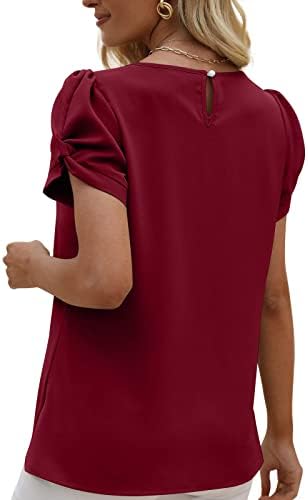 Ljetni vrhovi za žene 2023 plus veličine šifon čvrste bluze kratki rukav rukav rukav ljetni gornji naborni majice