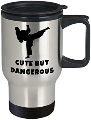Taekwondo karate kava Travel Mug Best Funny Jedinstvena osobna borilačka umjetnost Osoba Savršena ideja za muškarce Žene slatke, ali opasne