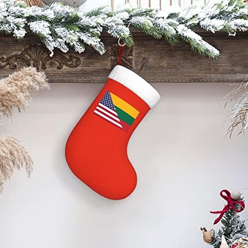 TZT Američka zastava i litvanske zastave Božićne čarape, Xmas Holiday Party pokloni za ukrašavanje porodičnih kuća 18-inčni