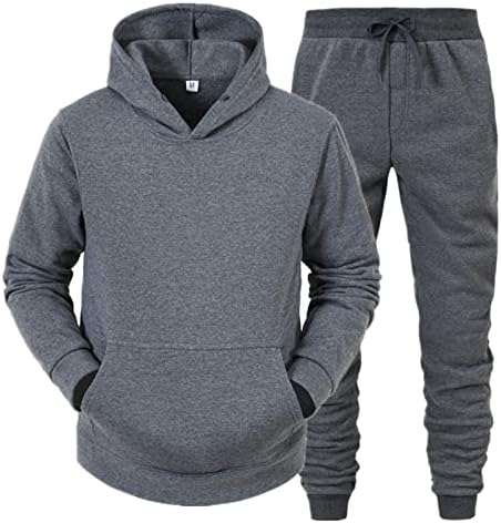 Muškarci Jesen i zimski set Leisure Solid Color patentni zatvarač Duks hlače Sportski setovi Muška odijelo Tkanina tamno siva