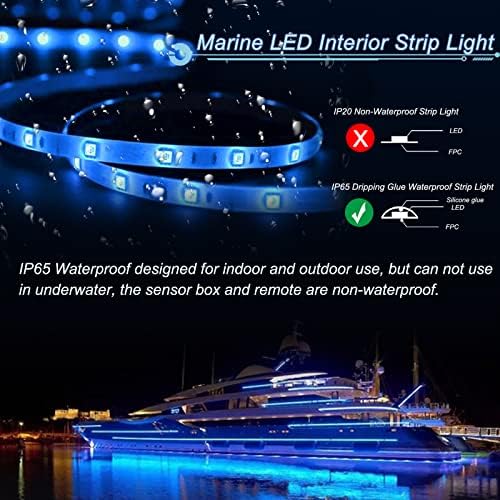 Ucinnovate svjetla za čamac,12v Bluetooth RGB LED traka, IP65 vodootporna morska LED unutrašnja svjetla za jedrilicu Kayak boat Deck