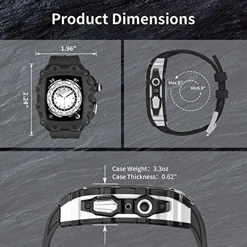 CNHKAU modifikacijski komplet za Apple Watch seriju 8 serija 7 45 mm metalna maska ​​+ gumeni remen za iWatch seriju 6 SE 5 4 44 mm