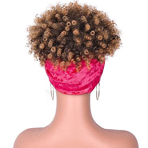 CURLCRAZY kratke kovrčave Afro trake za glavu perike za crne žene prirodne Kinky kovrčave perike s glavom visoke Puff marame perike