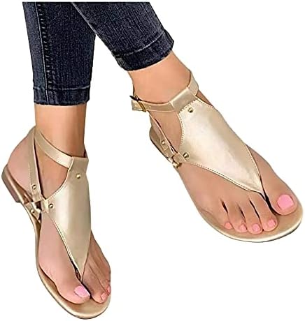 USYFAKGH sandale za žene odjevene japanke sandale za žene ženske ravne sandale sa otvorenim prstima ženske sandale na plaži kopča