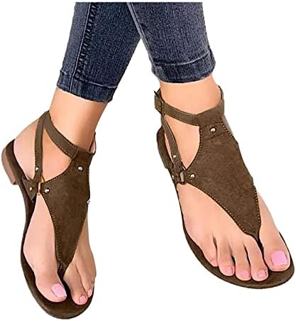 Yhiwu sandale za žene Ljetne modne kopče Thong sandale Ležerne prilike za podesive flip flops kap za cipele s ravnim sandalama