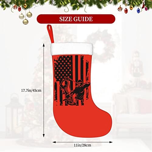 SjemedWarf Bow Lov Američka zastava Božićna čarapa Xmas Holiday ukrasi Kamin Viseći čarapa 18 inča čarape