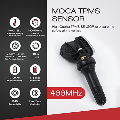 MoCA 4pcs 433 MHz Senzor pritiska u gumama Senzor za nadzor nad Chevrolet 2017-2020 Silverado 1500 2500 3500, za GMC 2017-2020 Sierra