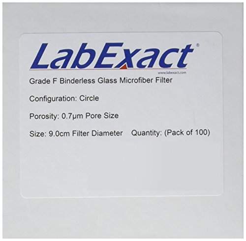 LabExact 1200380 Grade F stakleni Filter od mikrovlakana, borosilikatno staklo bez vezivanja, 0,7 µm, 9,0 cm