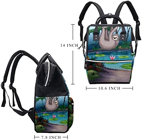 VBFOFBV ruksak za pelena, višenamjenske prenosne putne vrećice za žene muškarci, crtani leniji životinja Riverside