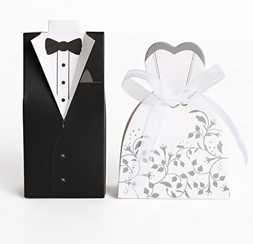 LANCE kućne kutije za vjenčanje, 100pcs / 50 parova Vjenčanje Bomboniere TAKE Favoriti bombonski poklon kutije haljina tuxedo kutije