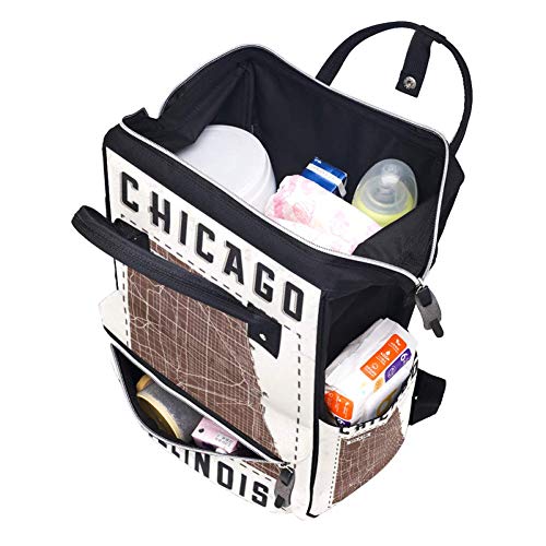 Vintage Chicago Karta Pelena Tote torbe mammmy ruksak na peppy tog sestrinsku torbu za njegu beba