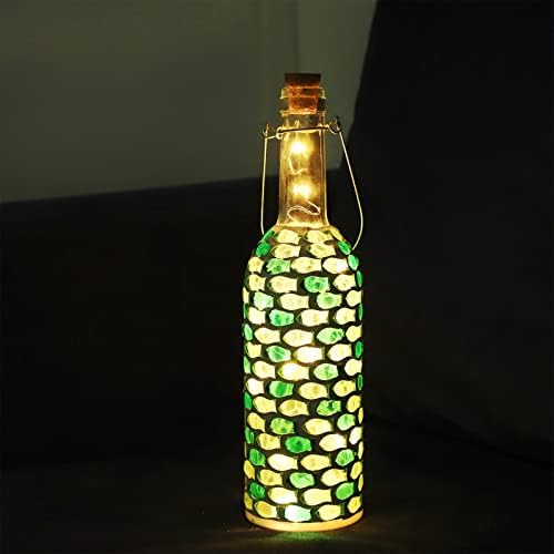 Callitown boce za vino Zelena riba mozaik na plaži Tema za ručnu platu Dekorativna boca vina lagana baterija Pokrenuta sa 15 LED žičara
