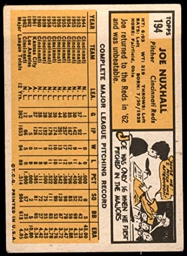 1963 TOPPS 194 Joe Nuxhall Cincinnati Reds Dean's Cards 2 - Dobri crveni