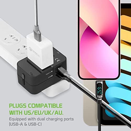 Plue USB Plus International adapter kompatibilan sa Samsung SM-G318Hz za svjetsku energiju za 3 uređaja USB Typec, USB-a za putovanje
