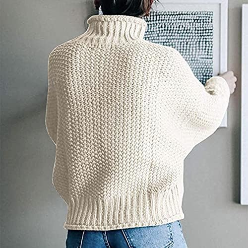 Ženski džemperi Turtleneck prevelizirani džemper sa rukavima sa batinama čvrsti čvrsti pleteni pulover Ležerne prilike labave skakače