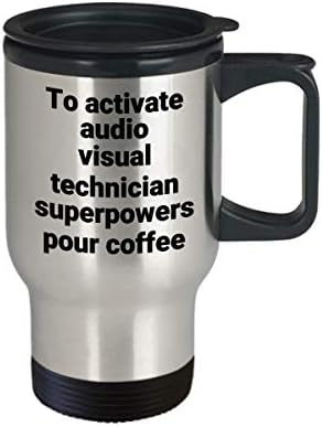 Audio vizuelna tehničarka Putna krigla - smiješna sarkastična superpower Termalni izolirani od nehrđajući čelik Tumbler poklon