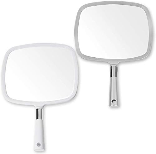MIRRORVANA veliki & amp; udobno ručno ogledalo sa ručkom - profesionalni Salon Model u bijeloj boji veliki & amp; udobno ručno ogledalo