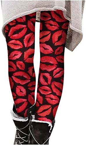 HCJKDU gamaše za žene Valentinovo printava visoki struk rastezljive tople termalne pantalone za hlađenje tlaka