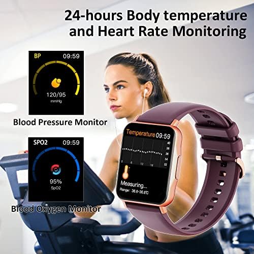 Pametni sat za žene, Hongmed 1.69 Fitness sat sa temperaturom za android pljuskovi za android telefone i kompatibilne sa iPhoneom,