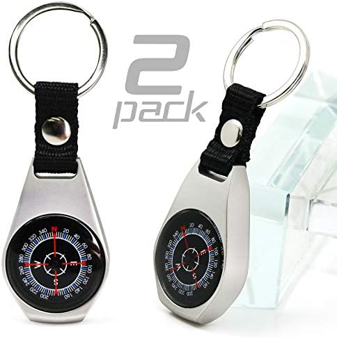 Oprema za džep za ključeve, 2 pakovanje Pljuskovi za prsten za ključeve magnetskog mini metala, vodootporan, prijenosni kompas za
