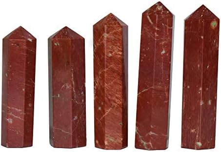Pyramid tatva kristalna tačka olovka polirana masaža štapić Obelisk - Crveni jasper 1-1,5 inča / 2,54 cm WT.5-10 grama