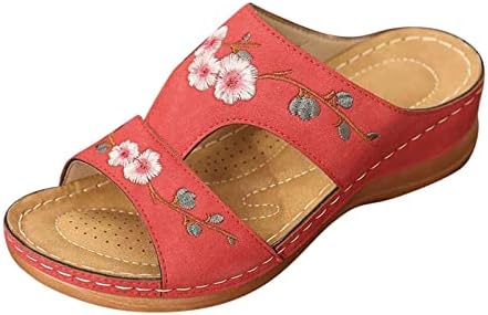 Vezene papuče za žene za odmor na plaži Flip flops sandale klinove papuče sa lukom potporne klizne cipele