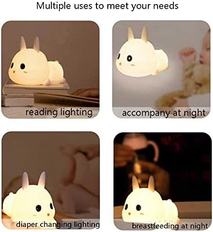 TONONE noćno svjetlo za djecu slatka spavaća soba silikonsko zečje noćno svjetlo punjiva LED lampa sa mogućnošću zatamnjivanja za dječje sobe, djevojčice ili dječake