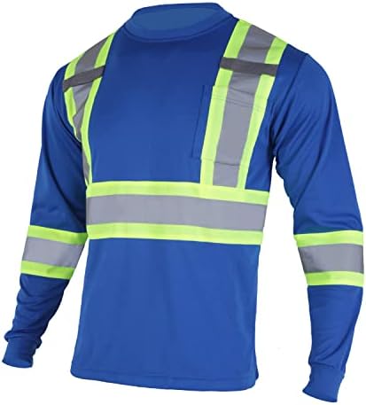 Fonirra Hi Vis Sigurnosna košulja Reflection za muškarce ANSI Class 2 Visoko vidljivosti Radni majica dugih rukava (plava, L)