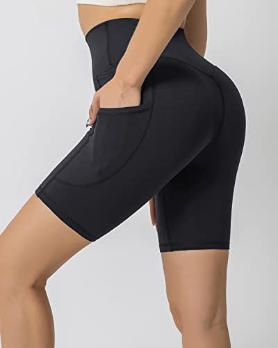 Darkterror biciklističke kratke hlače za žene visokog struka za vježbanje spandex teretana atletska joga trčanje s džepovima