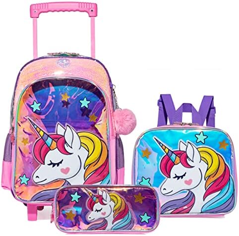 HTgroce 3kom Panda Rolling ruksak putne torbe za djevojčice sa točkovima dječje školske torbe ruksak za prtljag na točkovima
