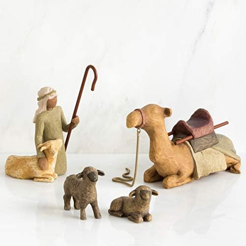 Šepherdrvne i stabilne životinje vrbe, isklesane ručno oslikane porođajne figure, 4-komadni set
