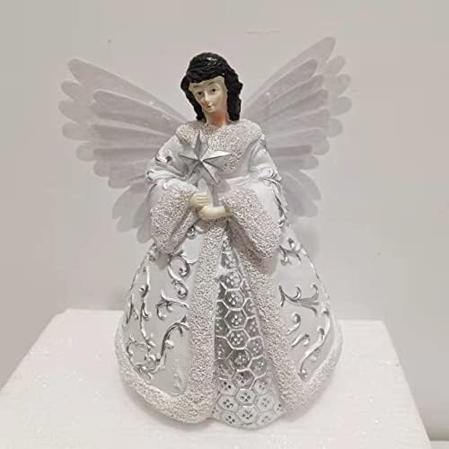 Ouhoe Light Up Wing Angel Božićno stablo, 20cm 7.87 Visoka smola anđeoski statuu LED sjaja figurine božićni ukras ukras