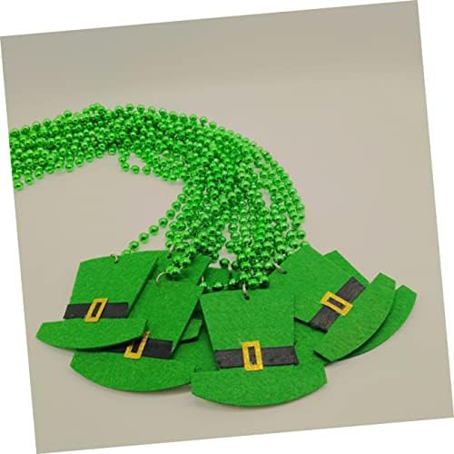 NOLITOY privjesak perli Irski clavicle Costume St Mardi favorizira perle nakit sreće za Patrick je dodatak plastike Patricks ogrlica za odmor zeleni šešir Cm Leprechaun Party dan ogrlice