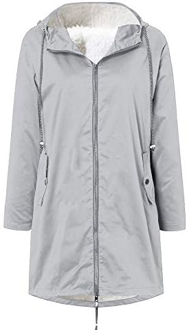 Kišne jakne za žene vodootporne s oblogom od flisa plus veličina lagana vjetrootporna kapuljača zatvarač zip up windbreaker