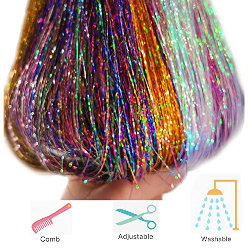 Ekstenzije šljokica za kosu 12 boja 36 inča 2400 pramenova Fairy Holographic Sparkle Woman Hair Glitter Synthetic za djevojčice dekoracija