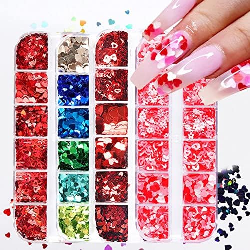 1 kutija stilski PET 12 Mreže Love Heart Flower manikir Glitters dekoracije za nokte Salon dekori za nokte dekoracije za nokte -