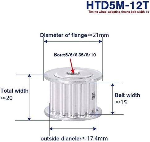 ZHENGGUIFANG Professional HTD5M 12t remenica zupčastog remena, 5/6/6. 35/8mm remenica zupčanika 10t 5M12T 15mm Širina remenice za