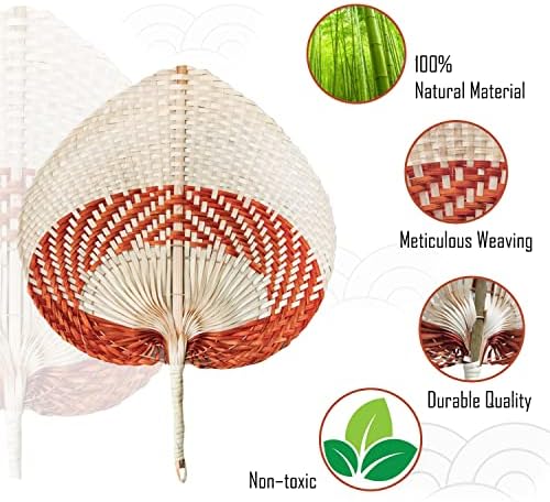T'Furni set od 3 prirodne bambusove rafia Wall Deco ručni ventilator | Rustikalni tkani preklopni ventilator sa prekrasnim dizajnom