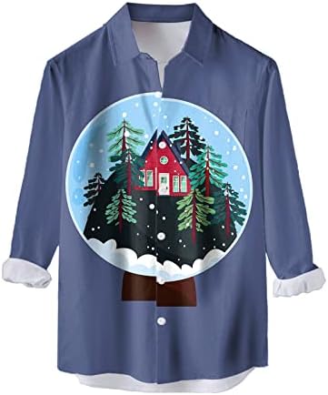 Wybaxz 2022 božićni muškarci casual dugih rukava jesen zimski božićni 3d tiskane košulje modne vrhunske bluze majice n plus