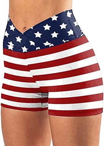Ljetne patriotske kratke hlače za ženske kratke kratke hlače za žensku struku Cross Stretch struk Workout Yoga Tummy Control Hratke
