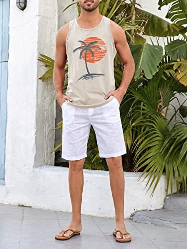 Damorong Mens Tank bez rukava Workout Gym majica Palm Tree Vintage Style Majica