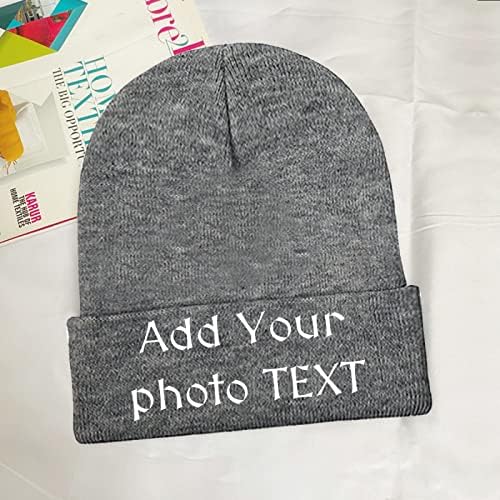 Custom Beanie Hat Personalizirani tekst i fotografija i logotip pletene manžete Beanie za muškarce žene