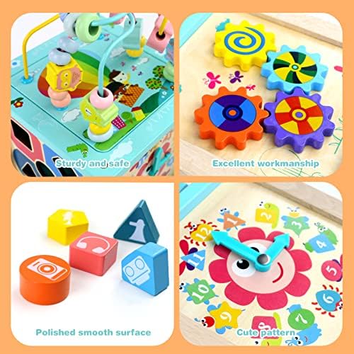 Fajiabao Actitet Cube Drvene bebe igračke za 12 mjeseci Montessori igračka za 1 godinu Old Bead Maze Center Toddlers Birthday Uskršnji