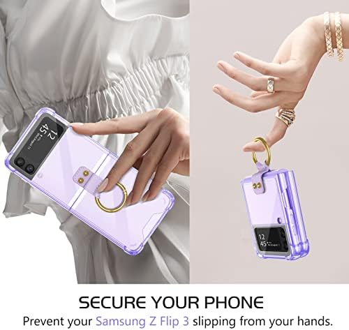 DOMAVER za Samsung Galaxy Z Flip 3 Clear Case sa držačem prstena tankim zaštitnim poklopcem otpornim na udarce za Galaxy Z Flip 3
