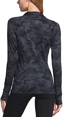 TSLA ženske košulje od 1/2 zip termalne pulover, lagana tanka fit atletska oblogana zimska trkačka dukserica