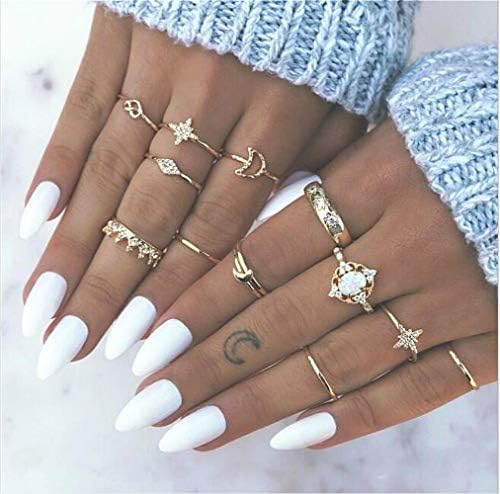 Sither 13 kom ženske Rings Set Knuckle Rings Gold Bohemian Rings za djevojčice Vintage Gem Crystal Rings zajednički čvor prsten Setovi