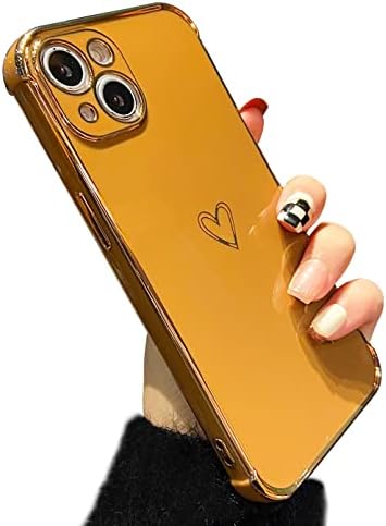 ZTOFERA kompatibilna sa futrolom za iPhone 13, zlatnom slatkom futrolom za telefon sa ljubavnim srcem, silikonskom zaštitnom futrolom