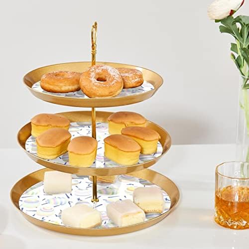 Uskršnji šareni jaja držač za kolače za pecivo, 3 slojevi plastični zlatni štand za desertni stol, kula za cupcake stablo zaslona stajališta